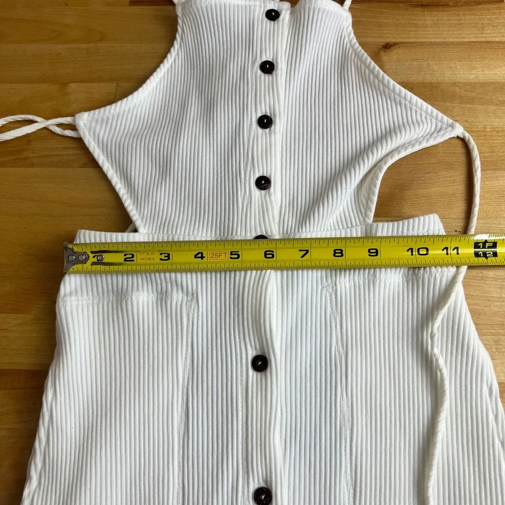 Free People Beach Dress Margaret‎ Midi Size XS Ivory Ribbed Halter Button NEW
